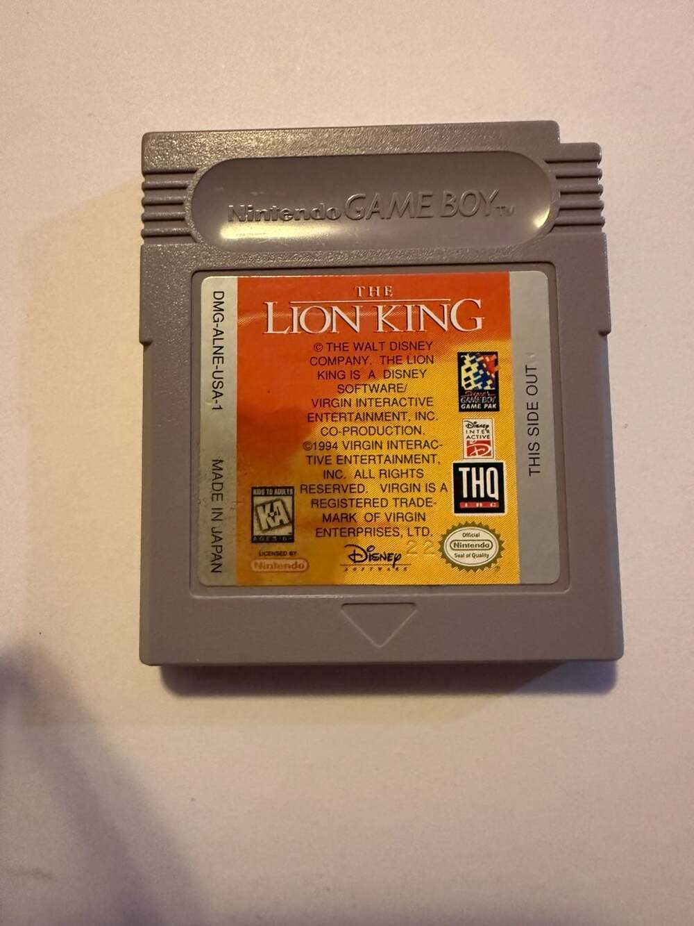 Nintendo The Lion King Game Boy Game Cartridge